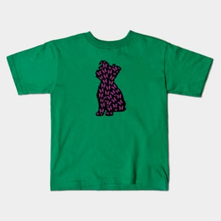 Yorkshire Terrier Dog Silhouette with Butterflies Kids T-Shirt